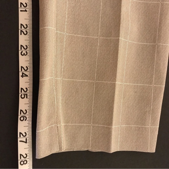 H&M High Rise Dress Pants, Windowpane Plaid Flat Front Trouser 16, Stretch Tan - Picture 16 of 16